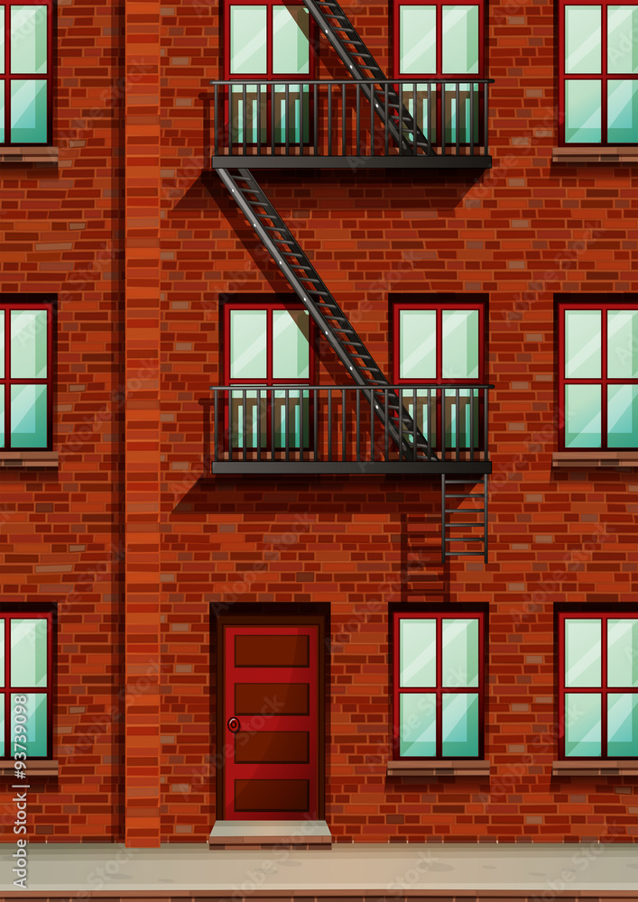 Fire escape on the side of apartment