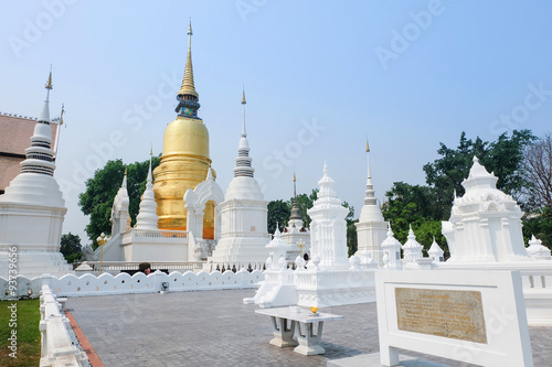 golden pagoda in wat suan dok temple, chiang mai, thailand