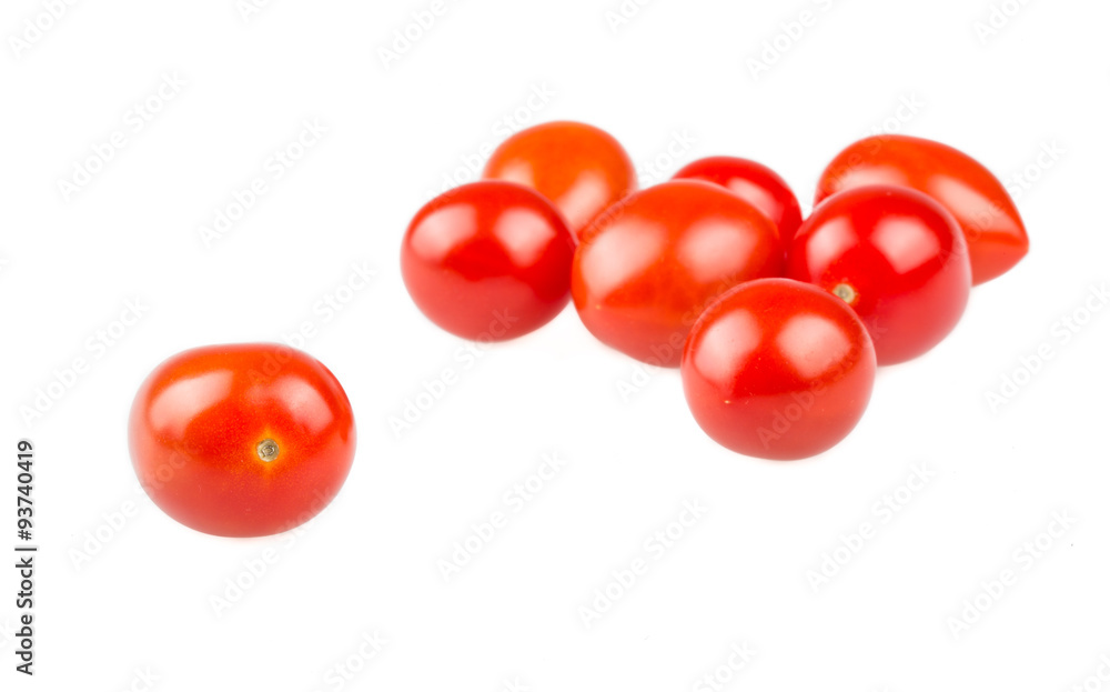 Red cherry tomatoes on white background Red cherry tomatoes on white background