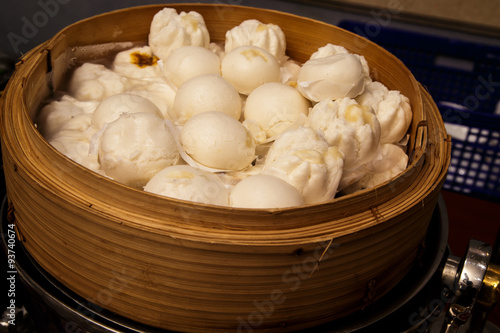 Dim Sum in Bamboo Steamed Bowl