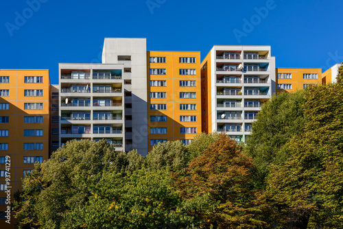 Canvas Print Herbststimmung in der Plattenbausiedlung