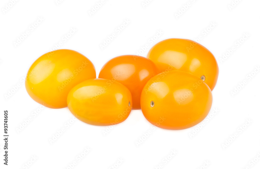 Yellow cherry tomatoes on white background Yellow cherry tomatoes on white background