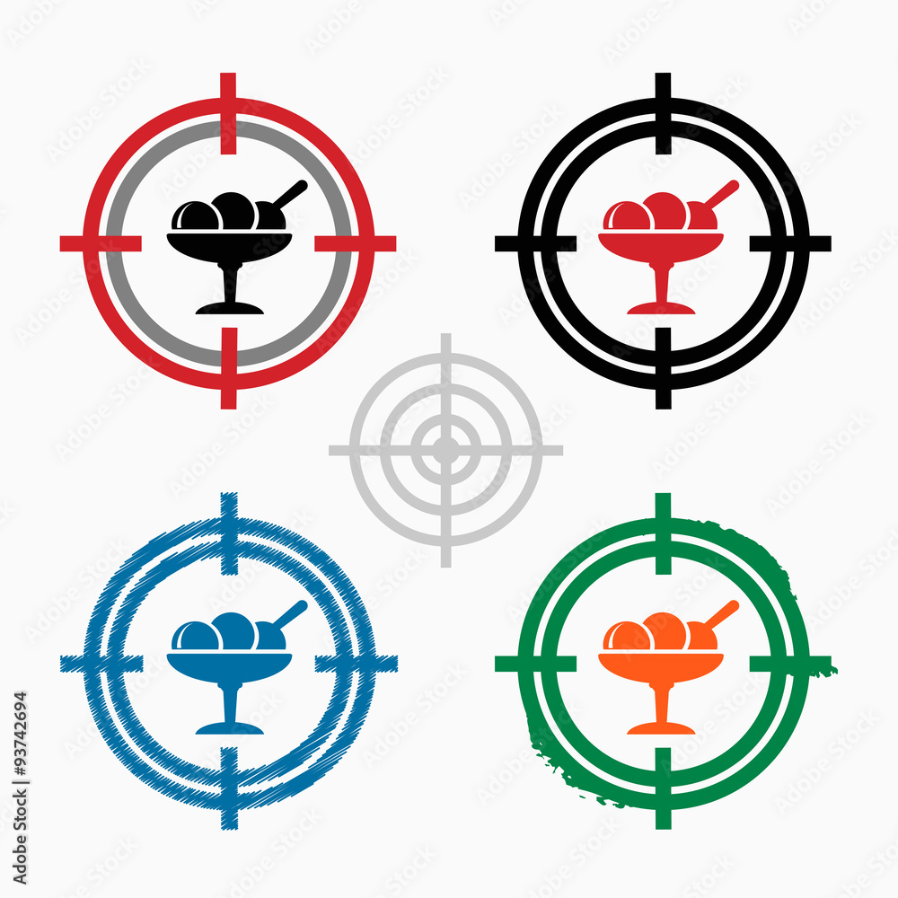 Ice cream icon on target icons background Ice cream icon on target icons background