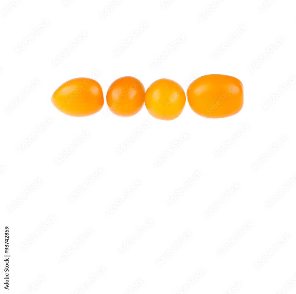 Yellow cherry tomatoes on white background Yellow cherry tomatoes on white background