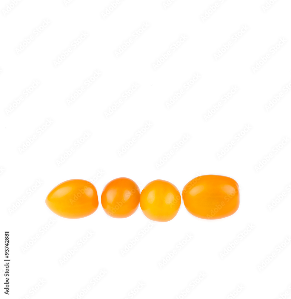 Yellow cherry tomatoes on white background Yellow cherry tomatoes on white background