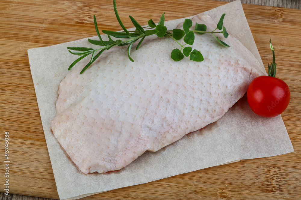 Raw duck breast
