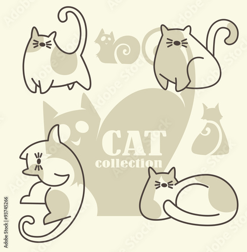 funny cats cats, my favorite pets, vector collection..