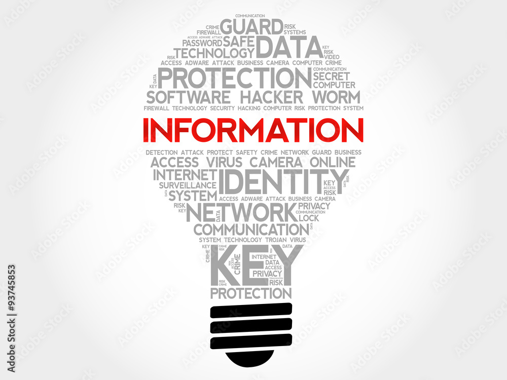 INFORMATION bulb word cloud, business concept INFORMATION bulb word cloud, business concept