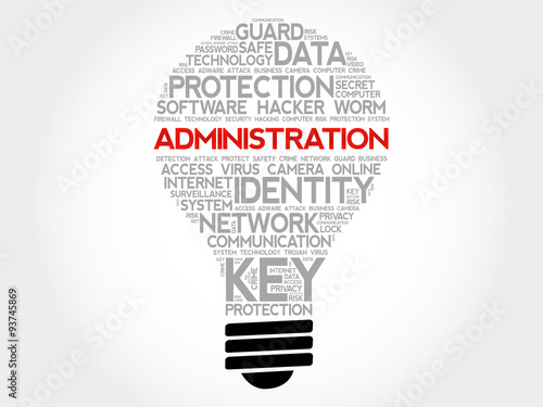 ADMINISTRATION bulb word cloud, business concept