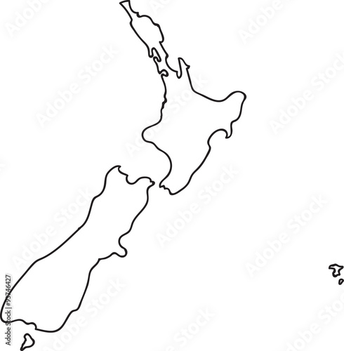 Fototapeta Doodle freehand outline sketch of New Zealand map