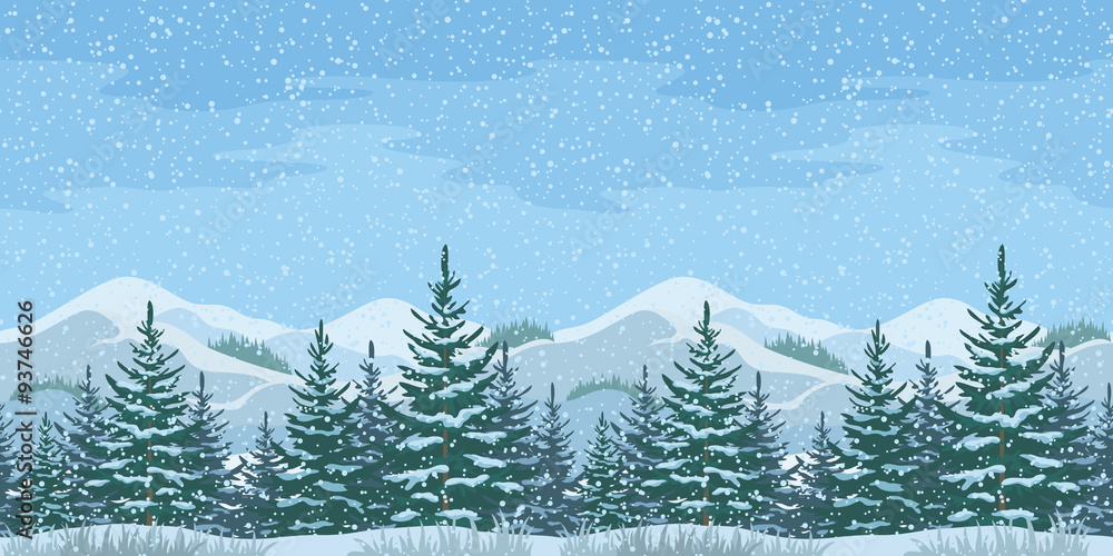 Seamless Christmas Winter Landscape