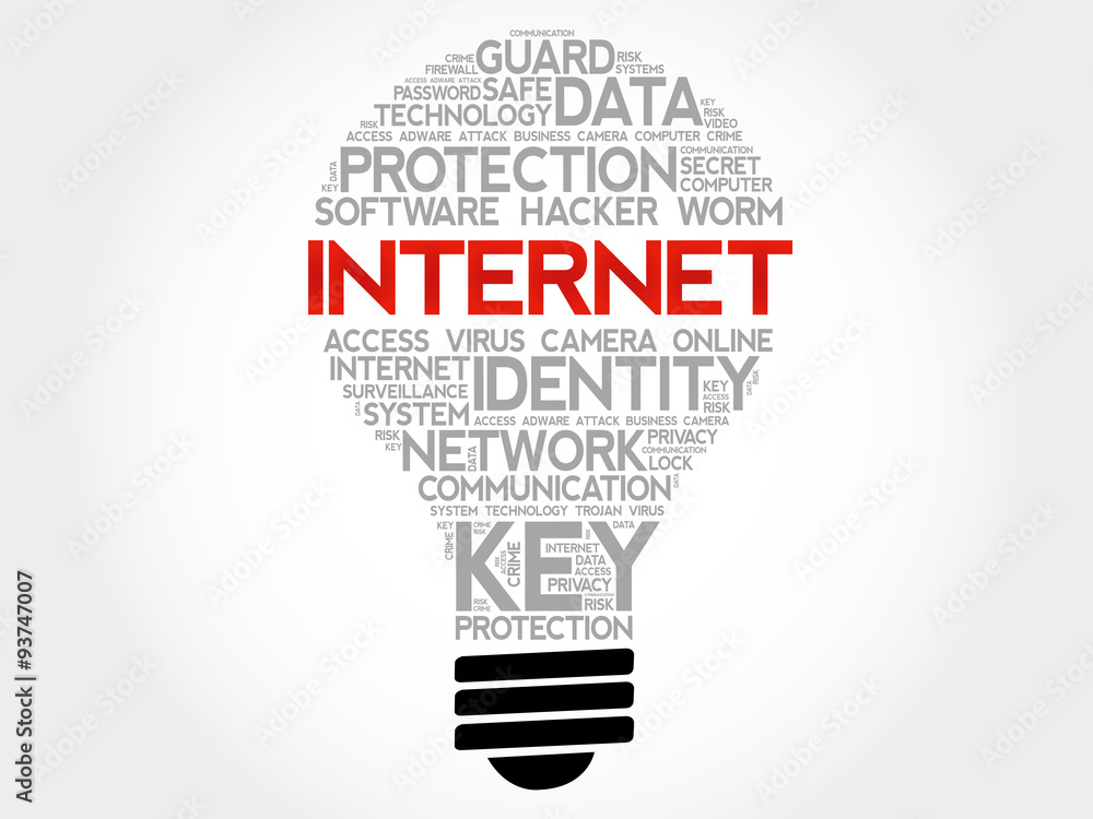INTERNET bulb word cloud, business concept INTERNET bulb word cloud, business concept