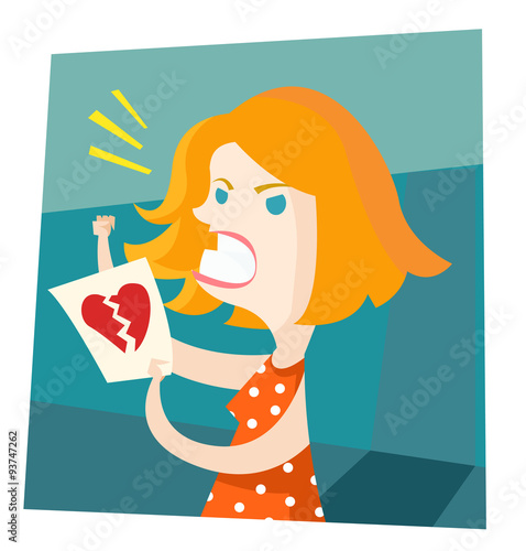 mujer enojada con el corazón roto