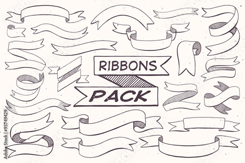 Hand drawn ribbons collection