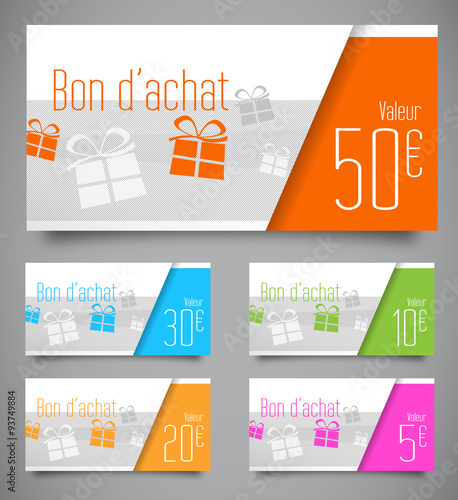 Bons d'achat de 50 à 5 euros