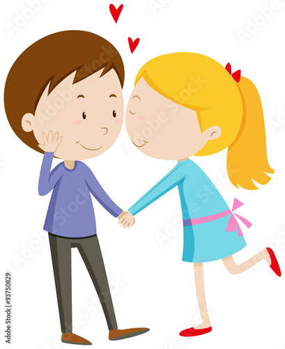 Girl kissing her boyfriend