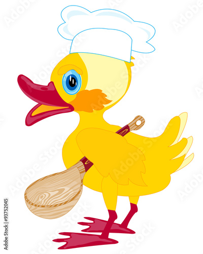 Cartoon duckling with spoon