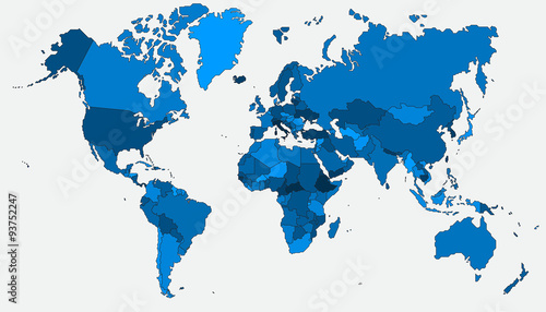 Simplicity straight outline line world map. Vector illustration.