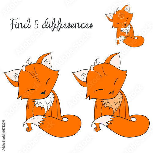 Find differences kids layout for game fox 