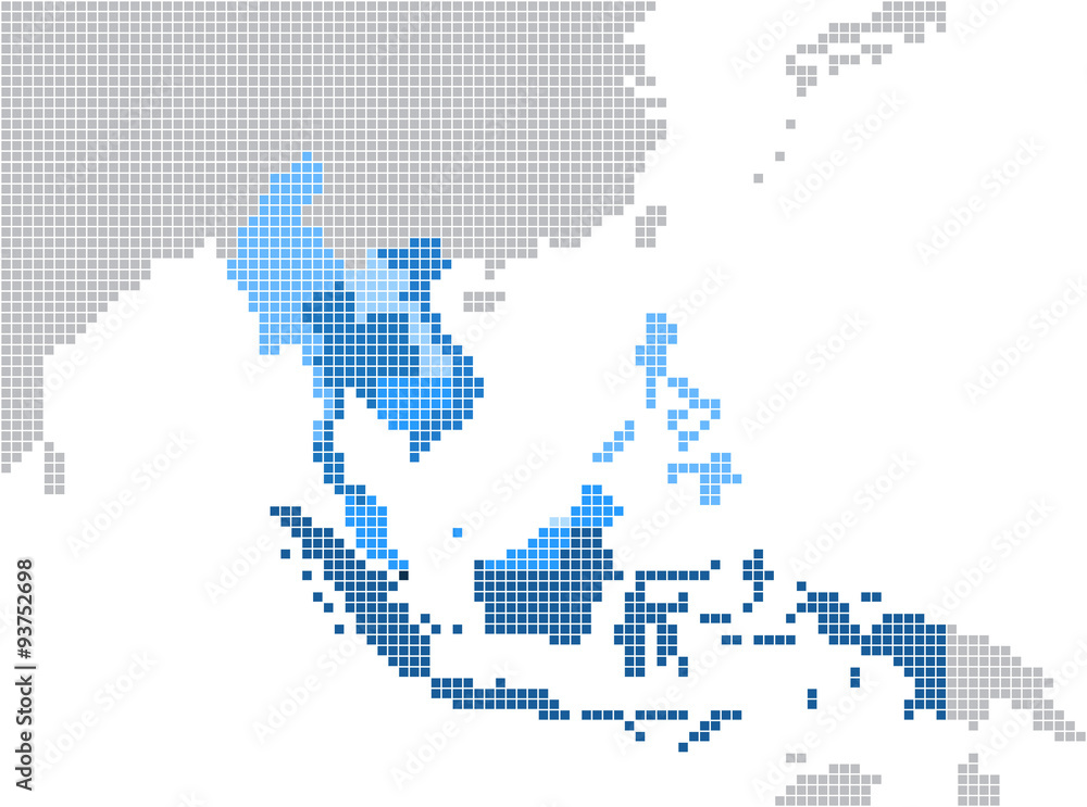 Square shape South east Asia and nearby countries map. Vector illustration Square shape South east Asia and nearby countries map. Vector illustration