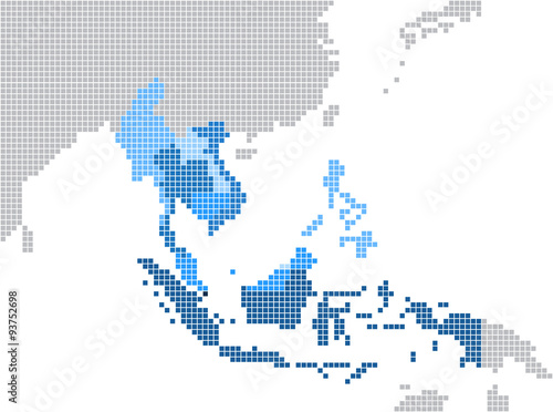 Square shape South east Asia and nearby countries map. Vector illustration