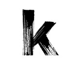 Letter k hand drawn with dry brush. Lowercase