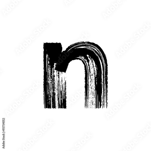 Letter n hand drawn with dry brush. Lowercase