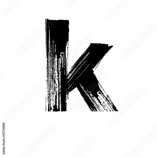 Letter k hand drawn with dry brush. Lowercase
