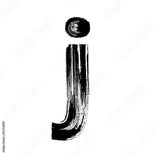 Letter j hand drawn with dry brush. Lowercase