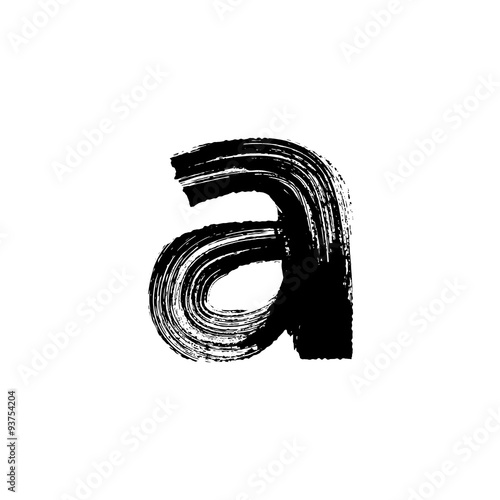 Letter a hand drawn with dry brush. Lowercase
