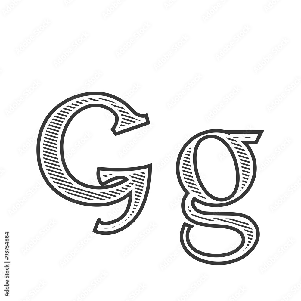 Font tattoo engraving letter G with shading Stock Vector | Adobe Stock