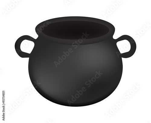Empty witch cauldron,pot. Realistic Vector illustration isolated on white background. Created with gradient mesh.