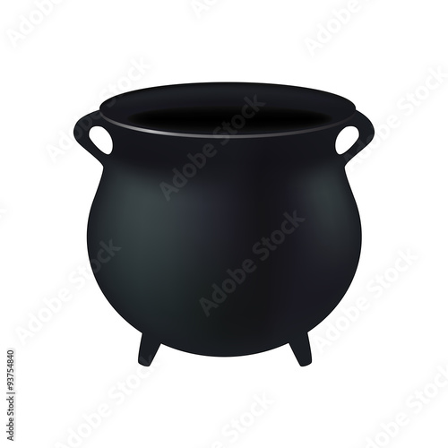 Empty witch cauldron,pot. Realistic Vector illustration isolated on white background. Created with gradient mesh.