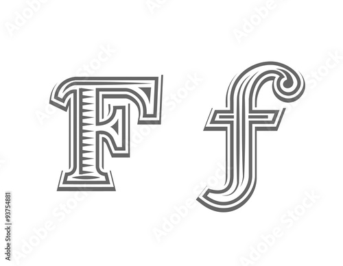 Font tattoo engraving letter F