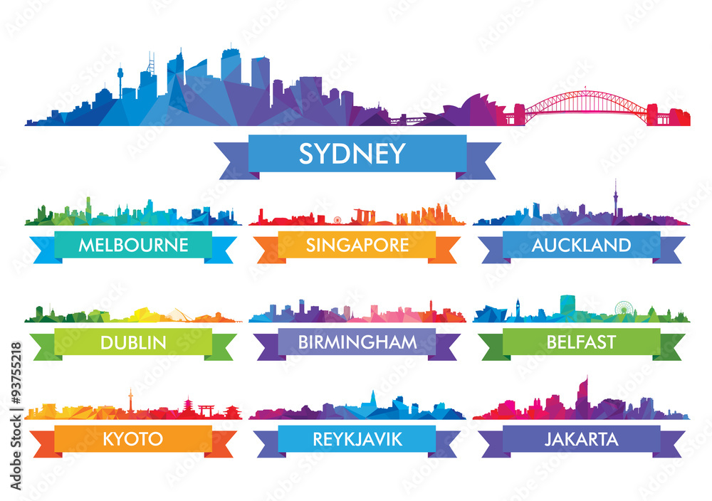 Colorful сity skyline Australia and the Island country
