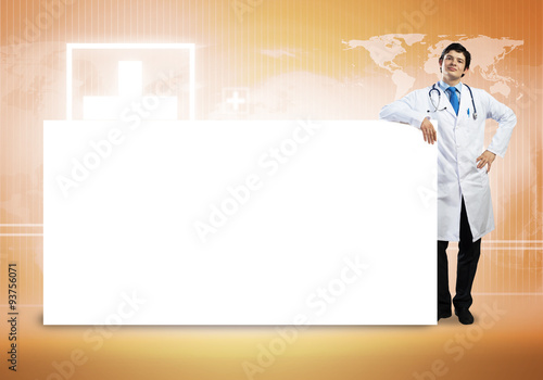 Doctor with banner