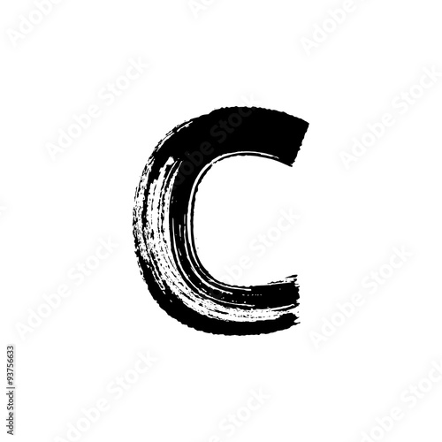 Letter C hand drawn with dry brush