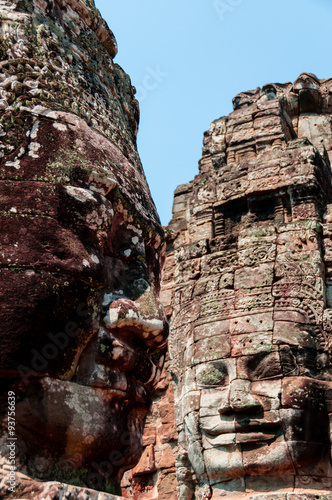 Head encarved in stone Bayon temple Angkor photo