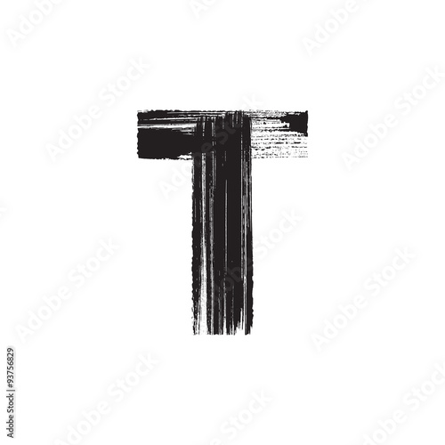 Letter T hand drawn with dry brush
