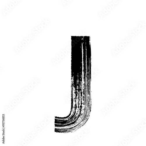 Letter J hand drawn with dry brush