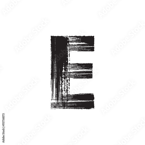 Letter E hand drawn with dry brush