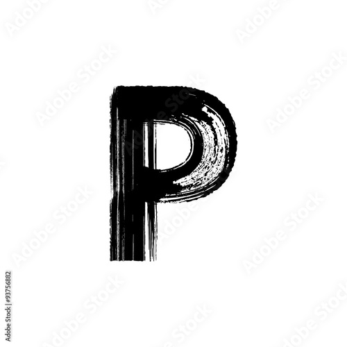 Letter P hand drawn with dry brush