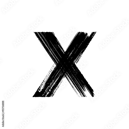 Letter X hand drawn with dry brush