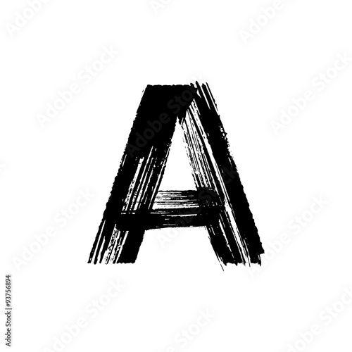 Letter A hand drawn with dry brush