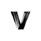 Letter v hand drawn with dry brush. Lowercase