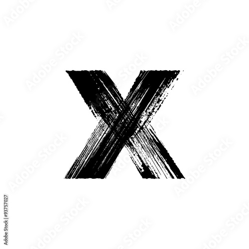 Letter x hand drawn with dry brush. Lowercase
