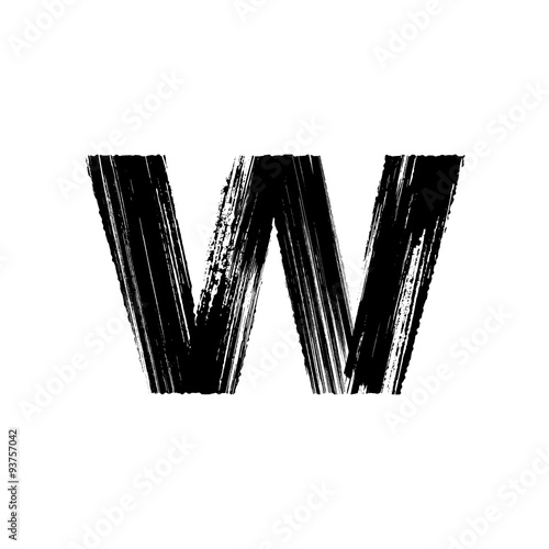Letter w hand drawn with dry brush. Lowercase