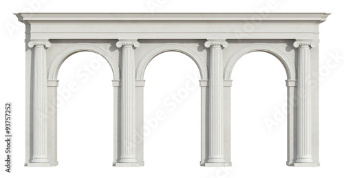 Fotografie, Obraz Ionic colonnade on white