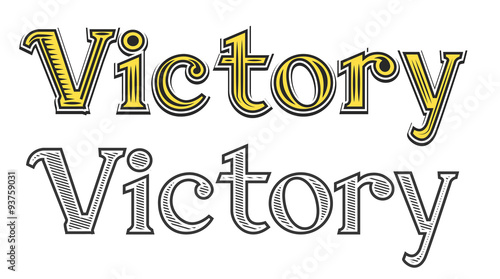 Tattoo engraving word Victory 