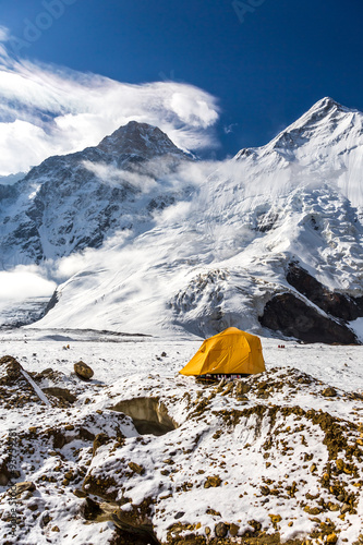 High Altitude Mountains and One Orange Tent